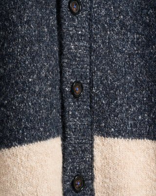 Gallia Bold Stripe Fuzzy Cardigan Navy  White 14 5412