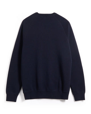 Gallia Dense Merino Wool Jersey Athletic Crewneck Navy 12 5438