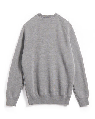 Gallia Dense Merino Wool Jersey Athletic Crewneck Heather Grey 14 5429