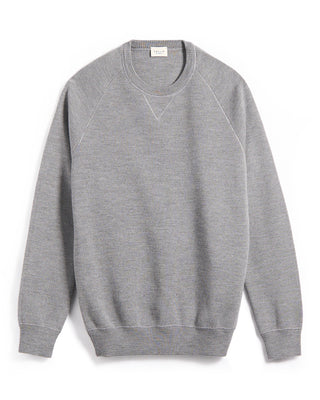 Gallia Dense Merino Wool Jersey Athletic Crewneck Heather Grey 5 5426