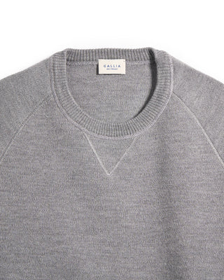 Gallia Dense Merino Wool Jersey Athletic Crewneck Heather Grey 6 5427