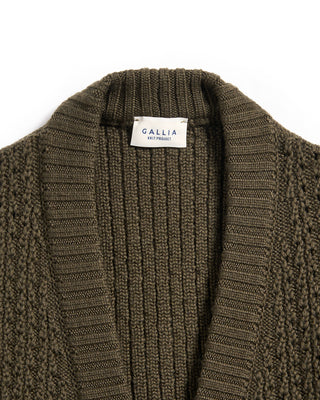 Gallia Broken Cableknit Cardigan Olive 7 5482