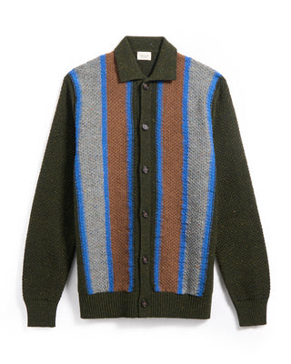 Gallia Bowling Stripe Jacquard Knit Cardigan Shirt Multi 2 5472