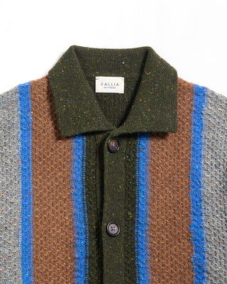 Gallia Bowling Stripe Jacquard Knit Cardigan Shirt Multi 3 5473