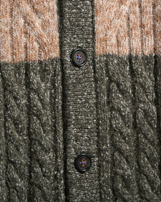 Gallia Plush Patchwork Cableknit Cardigan Multi 5 5470