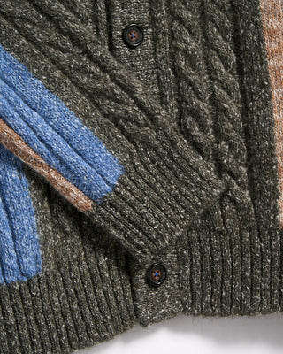 Gallia Plush Patchwork Cableknit Cardigan Multi 6 5471