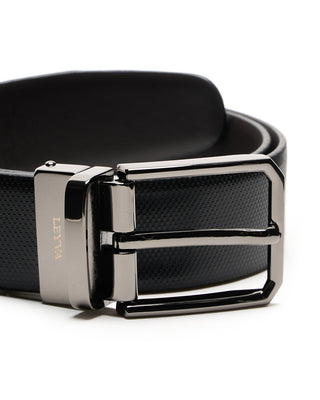 Leyva Reversible Micro Squares  Plain Leather Belt Black  Brown 11 5609