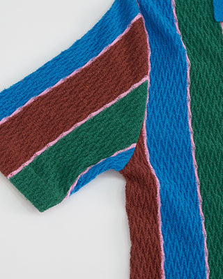 Gallia Ken Boucle Vertical Stripes Button Down Knit Polo Multi 1 2