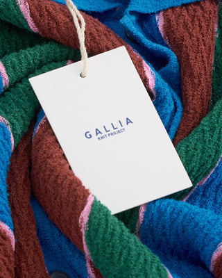 Gallia Ken Boucle Vertical Stripes Button Down Knit Polo Multi 1 5