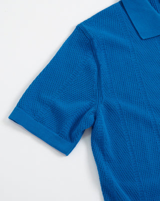 Gallia Farry Multi Links Button Down Short Sleeve Knit Shirt Blue 1 2