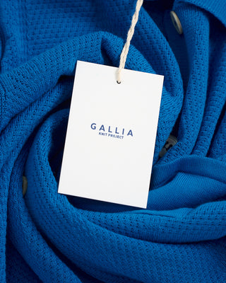 Gallia Farry Multi Links Button Down Short Sleeve Knit Shirt Blue 1 4