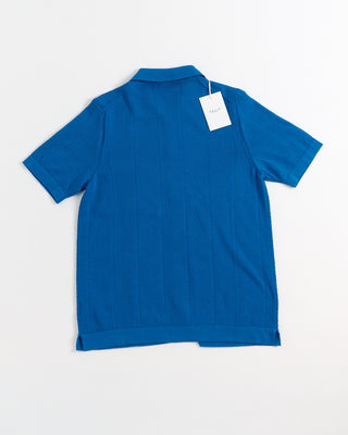Gallia Farry Multi Links Button Down Short Sleeve Knit Shirt Blue 1 5