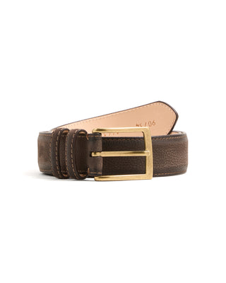 Leyva Burnished Edge Nubuck Belt Chocolate 2 10354