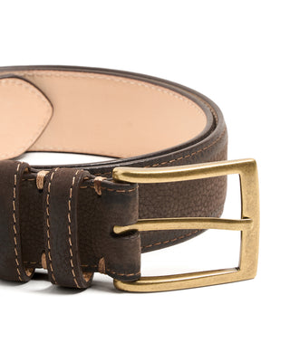 Leyva Burnished Edge Nubuck Belt Chocolate 3 10356