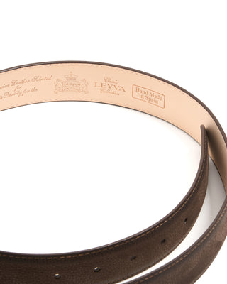 Leyva Burnished Edge Nubuck Belt Chocolate 4 10355