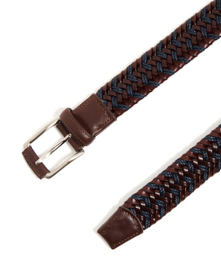 Leyva Cerato Stretch Tubular Braided Belt Brown  Navy 10326