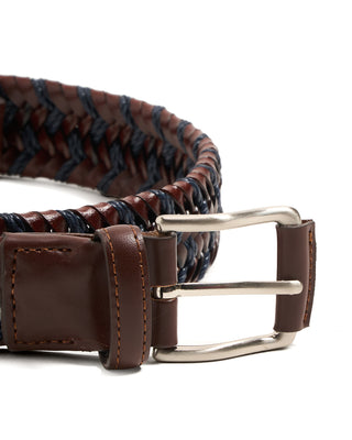 Leyva Cerato Stretch Tubular Braided Belt Brown  Navy 4 10370