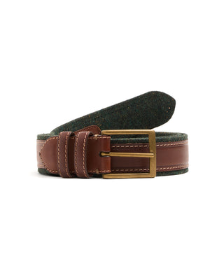 Leyva Cotton Edged Leather Belt Brown  Green 2 10374