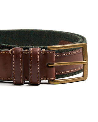 Leyva Cotton Edged Leather Belt Brown  Green 3 10373