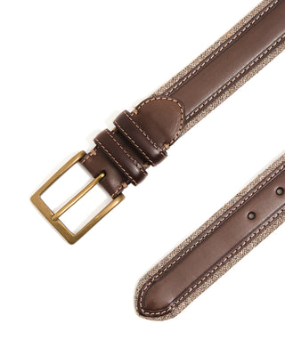 Leyva Cotton Edged Leather Belt Brown  Taupe 1 10332