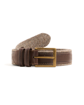Leyva Cotton Edged Leather Belt Brown  Taupe 2 10353
