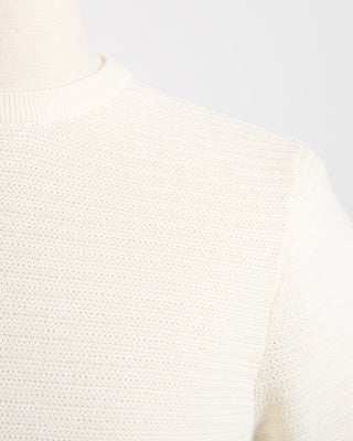 Gallia Chainlink Knit Ribbed T Shirt Cream 1704