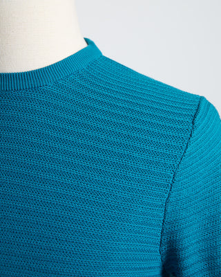 Gallia Chainlink Knit Ribbed T Shirt Teal 1698