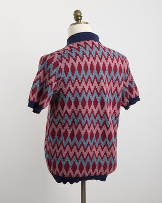 Gallia Zig Zag Reverse Knit Geometric Polo Burgundy 1645