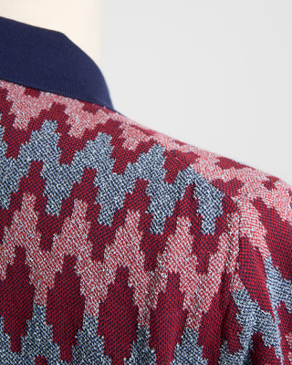 Gallia Zig Zag Reverse Knit Geometric Polo Burgundy 1646