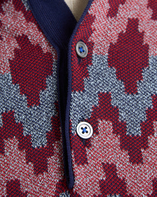 Gallia Zig Zag Reverse Knit Geometric Polo Burgundy 1648