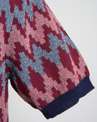Gallia Zig Zag Reverse Knit Geometric Polo Burgundy 1649