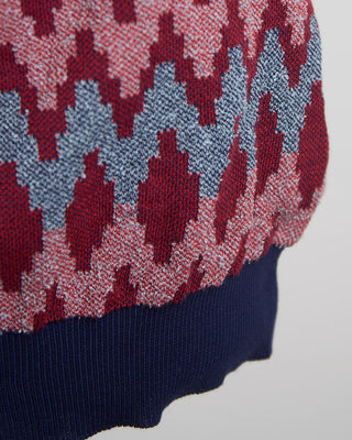 Gallia Zig Zag Reverse Knit Geometric Polo Burgundy 1651
