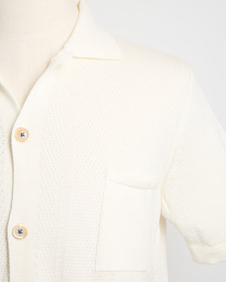 Gallia Farry Multi Links Short Sleeve Knit Overshirt Cream 1636