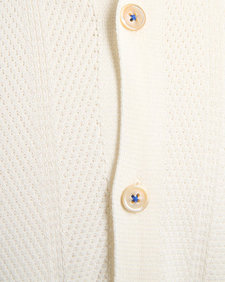 Gallia Farry Multi Links Short Sleeve Knit Overshirt Cream 1639