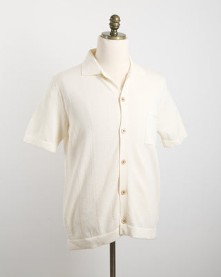 Gallia Farry Multi Links Short Sleeve Knit Overshirt Cream 1642