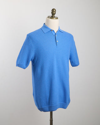 Gallia Chainlink Knit Ribbed Polo Cobalt Blue 1748