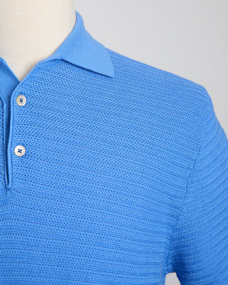 Gallia Chainlink Knit Ribbed Polo Cobalt Blue 1753