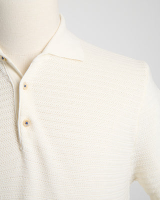 Gallia Chainlink Knit Ribbed Polo Cream 1719