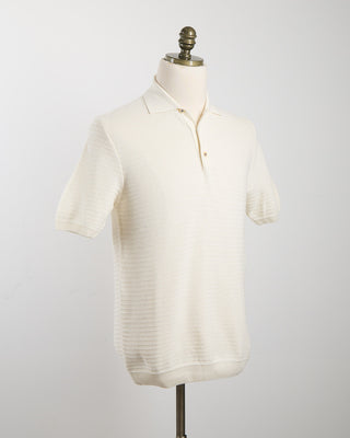 Gallia Chainlink Knit Ribbed Polo Cream 1722