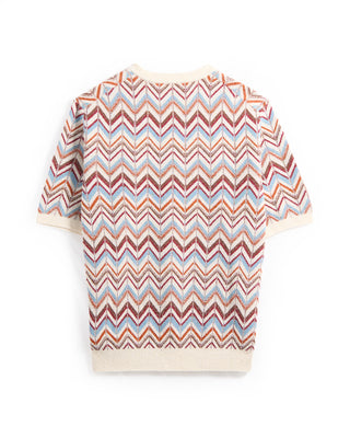 Gallia Herringbone Jacquard Knit Tee Multi 12 8683