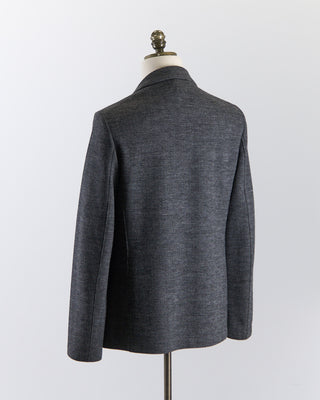 Harris Wharf London Prince Of Wales Stretch Knit Sweater Jacket Grey  Black 2672 1