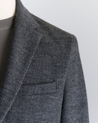 Harris Wharf London Prince Of Wales Stretch Knit Sweater Jacket Grey  Black 2672 4