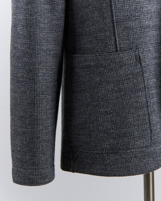 Harris Wharf London Prince Of Wales Stretch Knit Sweater Jacket Grey  Black 2672 6