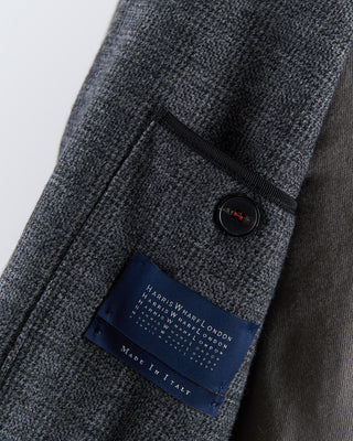 Harris Wharf London Prince Of Wales Stretch Knit Sweater Jacket Grey  Black 2672 7