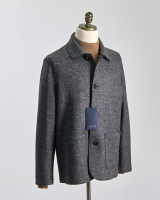 Harris Wharf London Jacquard Twill Stretch Knit Utility Jacket Grey 560
