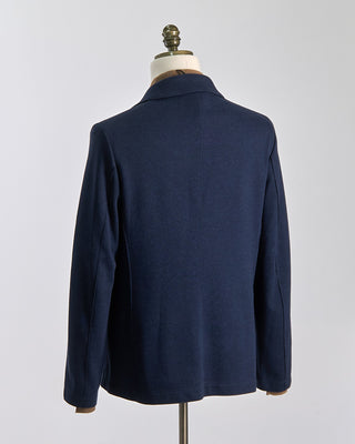Harris Wharf London Double Breasted Peak Lapel Mini Twill Knit Sweater Blazer Navy 559