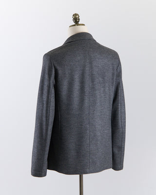 Harris Wharf London Luxury Vitale Barberis Houndstooth Stretch Knit Sweater Jacket Grey 2672 1