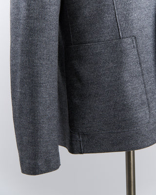 Harris Wharf London Luxury Vitale Barberis Houndstooth Stretch Knit Sweater Jacket Grey 2672 3
