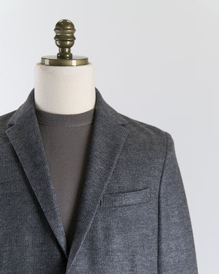 Harris Wharf London Luxury Vitale Barberis Houndstooth Stretch Knit Sweater Jacket Grey 2672 5