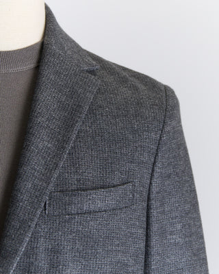 Harris Wharf London Luxury Vitale Barberis Houndstooth Stretch Knit Sweater Jacket Grey 2672 6